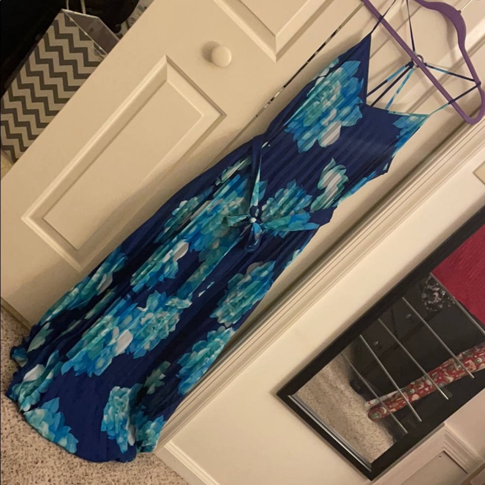 Blue floral maxi dress